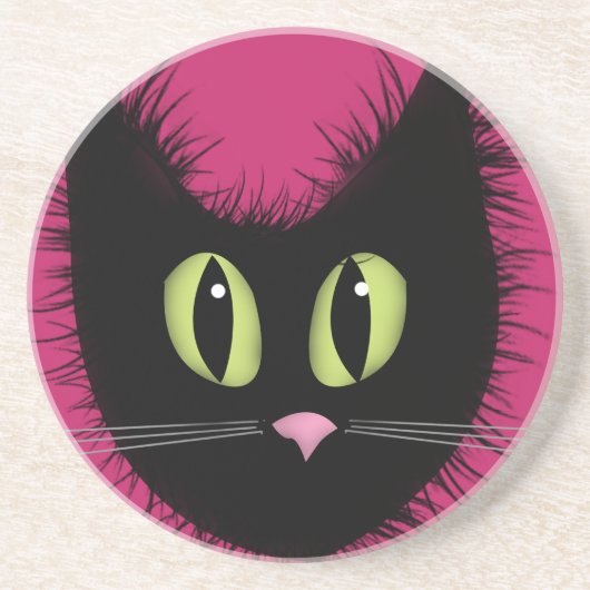 En Grès Dessous de verre de chat noir (Devant)
