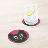 En Grès Dessous de verre de chat noir (Côté)