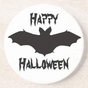 En Grès Dessous de verre de chauve-souris noire Halloween