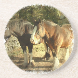 En Grès Dessous de verre de cheval de trait