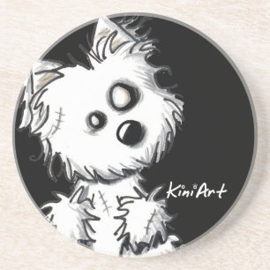 En Grès Dessous de verre de chien de zombi de Westie