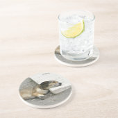 En Grès Dessous de verre de chien fatigué, personnalisable (Côté)