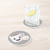 En Grès Dessous de verre de chocolat chaud et de guimauve (Côté)