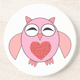 En Grès Dessous de verre de Chouette Coeur Rose Love