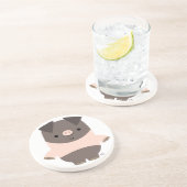 En Grès Dessous de verre de cochon cartonné mignon (Côté)