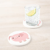 En Grès Dessous de verre de cochon de carton mignon (Côté)