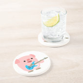 En Grès Dessous de verre de cochon de dessin mignon Rockin (Côté)