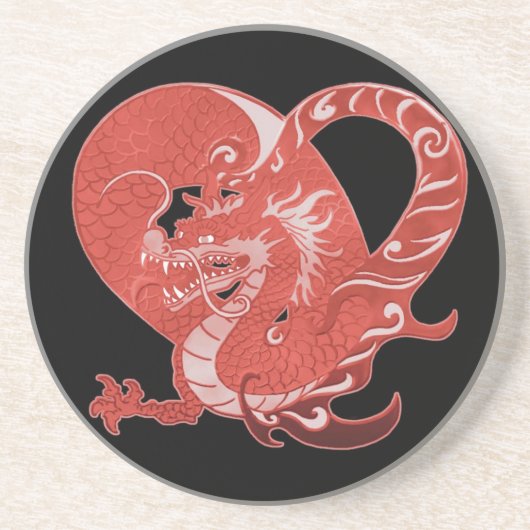 En Grès Dessous de verre de coeur Dragon (Devant)