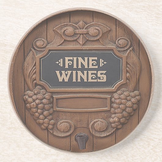 En Grès Dessous de verre de conception de baril de vin (Devant)