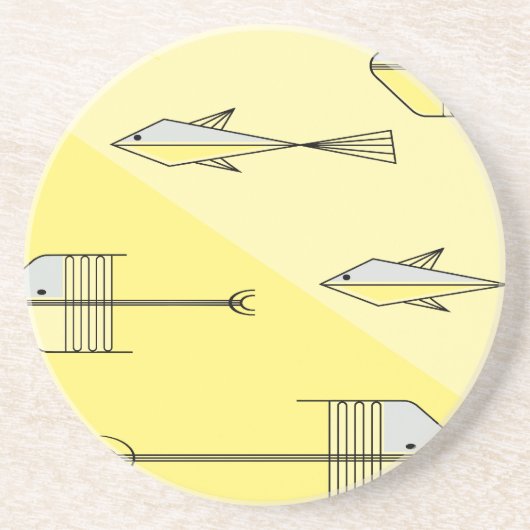 En Grès Dessous de verre de CONTE de POISSONS 4,5" CITRON (Devant)