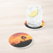En Grès Dessous de verre de coucher du soleil de moulin à (Côté)