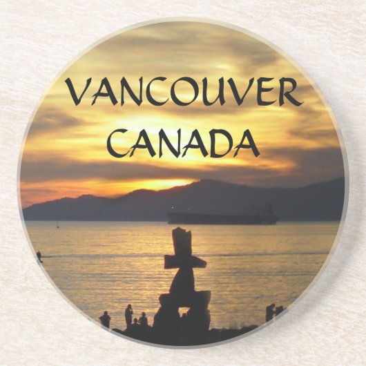 En Grès Dessous de verre de coucher du soleil de Vancouver (Devant)