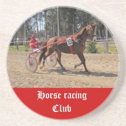 En Grès Dessous de verre de course de chevaux (Devant)