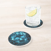 En Grès Dessous de verre de crâne bleu flamme (Côté)