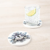 En Grès Dessous de verre de crête de famille (Côté)