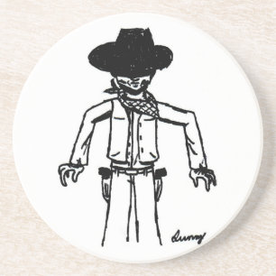 En Grès Dessous de verre de croquis Cowboy