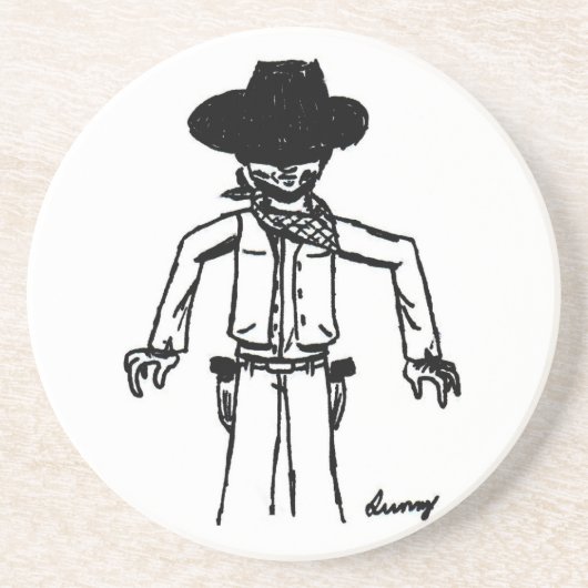 En Grès Dessous de verre de croquis Cowboy (Devant)