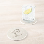 En Grès Dessous de verre de damassé de monogramme - lettre (Côté)