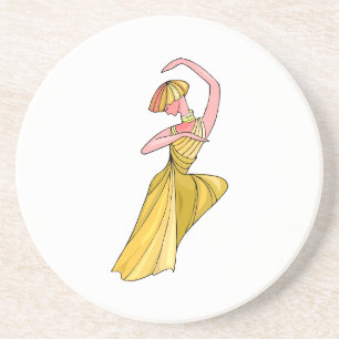 En Grès Dessous de verre de Danseuse de Robe Dorée