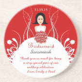 En Grès Dessous de verre de  de Mariage Red Bridesmaid (Devant)