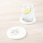 En Grès Dessous de verre de dessin de chat (Côté)