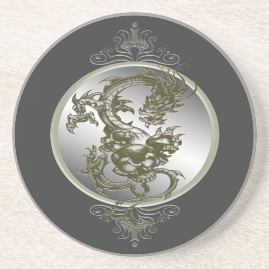 En Grès Dessous de verre de dragon d'acier (Devant)
