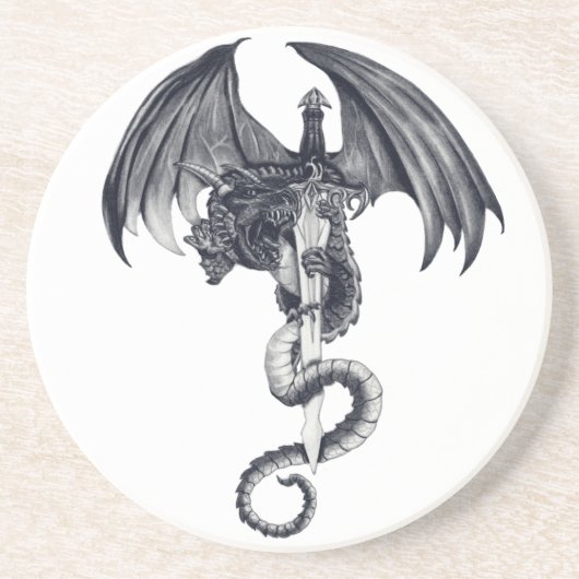 En Grès Dessous de verre de dragon et d'épée (Devant)