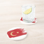 En Grès Dessous de verre de drapeau de la Turquie (Côté)