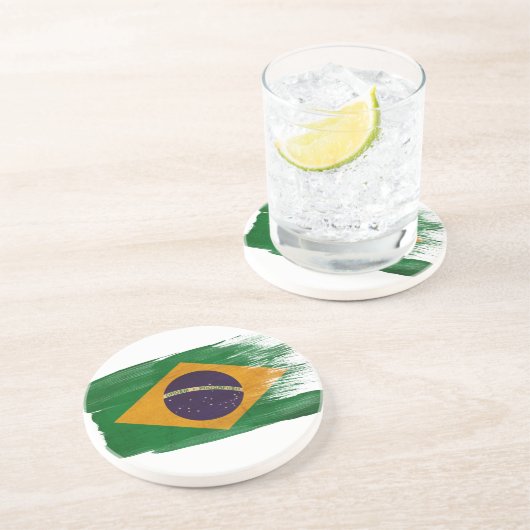 En Grès Dessous de verre de drapeau du Brésil (Côté)