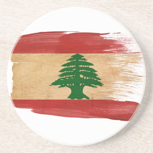 En Grès Dessous de verre de drapeau du Liban (Devant)