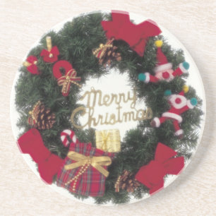 En Grès Dessous de verre de fête de guirlande de Joyeux