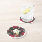 En Grès Dessous de verre de fête de guirlande de Joyeux (Côté)