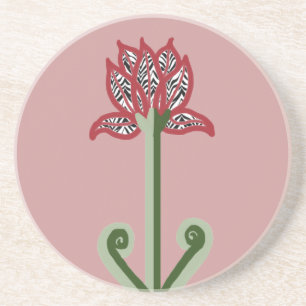En Grès Dessous de verre de fleur d'art déco