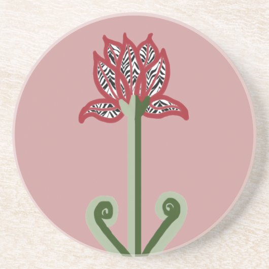 En Grès Dessous de verre de fleur d'art déco (Devant)