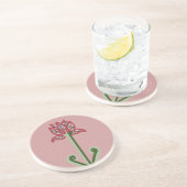 En Grès Dessous de verre de fleur d'art déco (Côté)