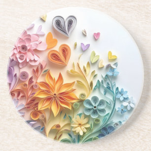 En Grès Dessous de verre de fleurs