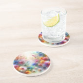 En Grès Dessous de verre de fleurs aquarelles abstraites (Côté)