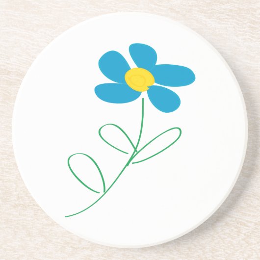 En Grès Dessous de verre de fleurs pétales bleues (Devant)