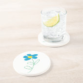 En Grès Dessous de verre de fleurs pétales bleues (Côté)