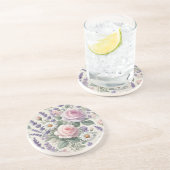 En Grès Dessous de verre de fleurs romantique (Côté)