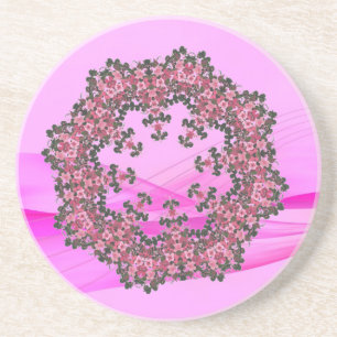 En Grès Dessous de verre de fleurs roses