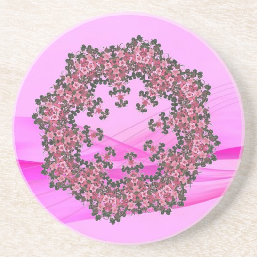 En Grès Dessous de verre de fleurs roses (Devant)