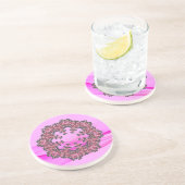 En Grès Dessous de verre de fleurs roses (Côté)
