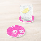 En Grès Dessous de verre de fleurs roses d'été (Côté)