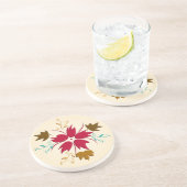 En Grès Dessous de verre de fleurs rouges de Noël (Côté)