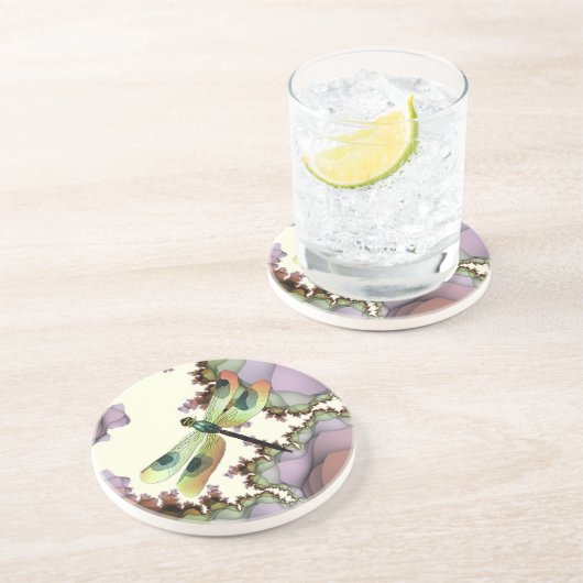 En Grès Dessous de verre de fractales de libellule (Côté)