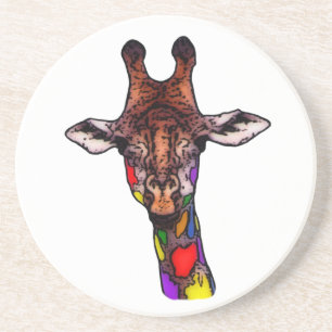 En Grès Dessous de verre de girafe d'arc-en-ciel