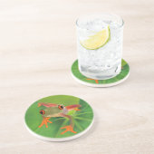 En Grès Dessous de verre de grenouille folle avec Arrière (Côté)