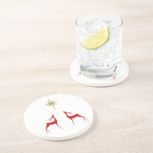 En Grès Dessous de verre de grès—Renne rouge (Côté)