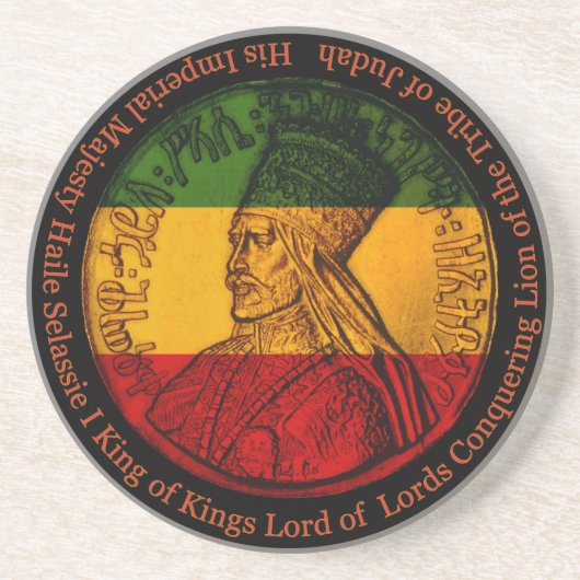 En Grès Dessous de verre de Haile Selassie Rasta (Devant)
